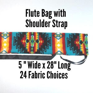 Native American Style Flute Bag:  Single Thick Print Fabric, Shoulder Strap