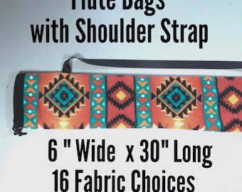 Native American Style Flute Bag: Two Layers of Fleece, Shoulder Strap