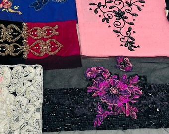 Franse couture-borduurvoorbeelden uit de jaren 1930: textiel met kralen en lovertjes
