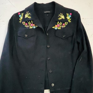 Vintage Escada Black Jacket & Jean Embroidered Set