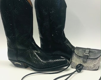 Botas vaqueras negras de pitón para mujer de Sendra, talla 38