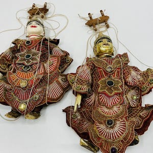 Antique  rare  Burmese wooden puppets