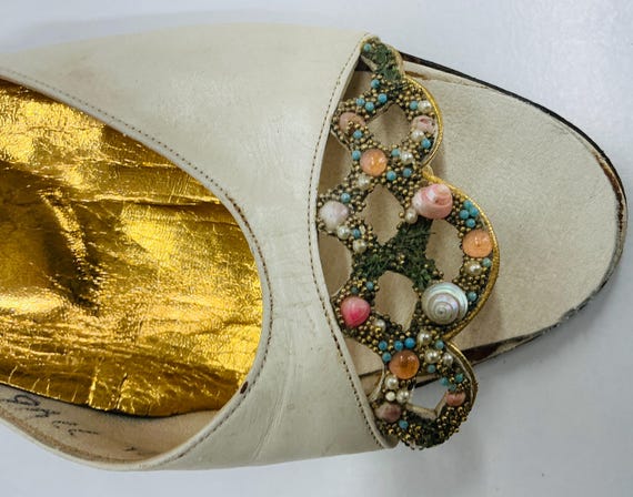 1950s Springolators-Rare Seashell Encrusted Heels -Vi… - Gem