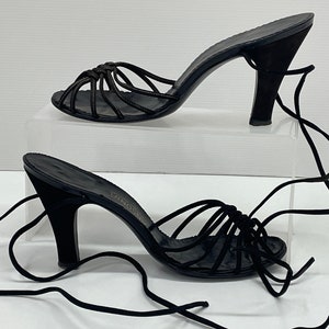 Sexy Black Vintage Strippy Sandals