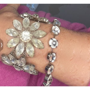 Huge Sunflower Rhinestone Vintage 50s Bracelet