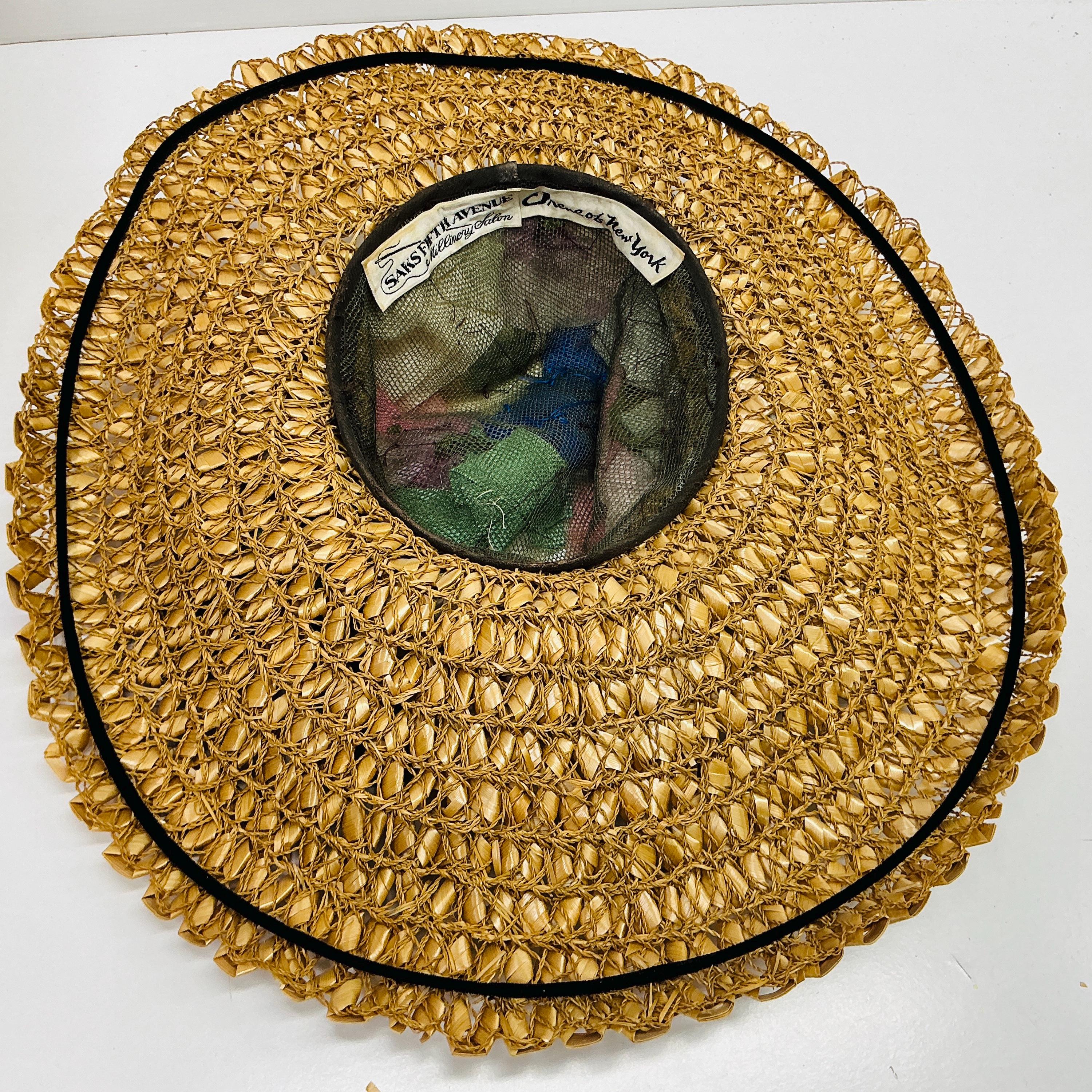 VINTAGE IRENE OF NEW YORK WOVEN STRAW AND PATENT LEATHER HAT A Fashionable Visit to Café Nicholson main image 2