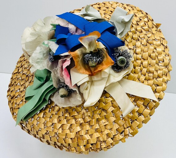 60s Irene of New York Straw Hat Vintage Sun Hat Natural  display picture 1