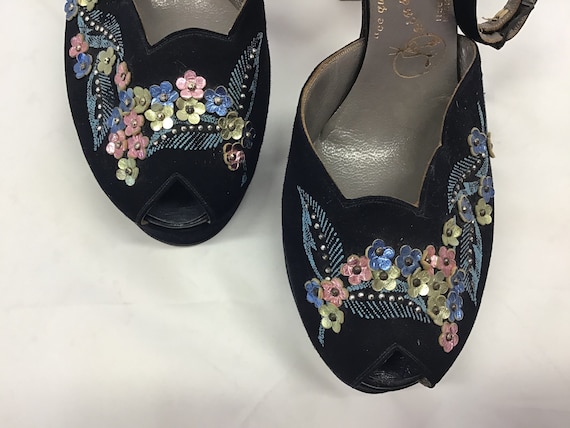 vintage 1940s rare embellished platform sandals