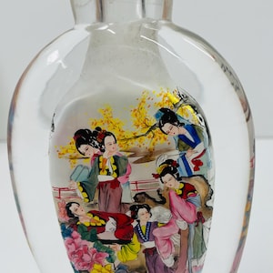 Grande pintura elaborada interna de cristal de rocha, garrafa chinesa antiga, nunca aberta