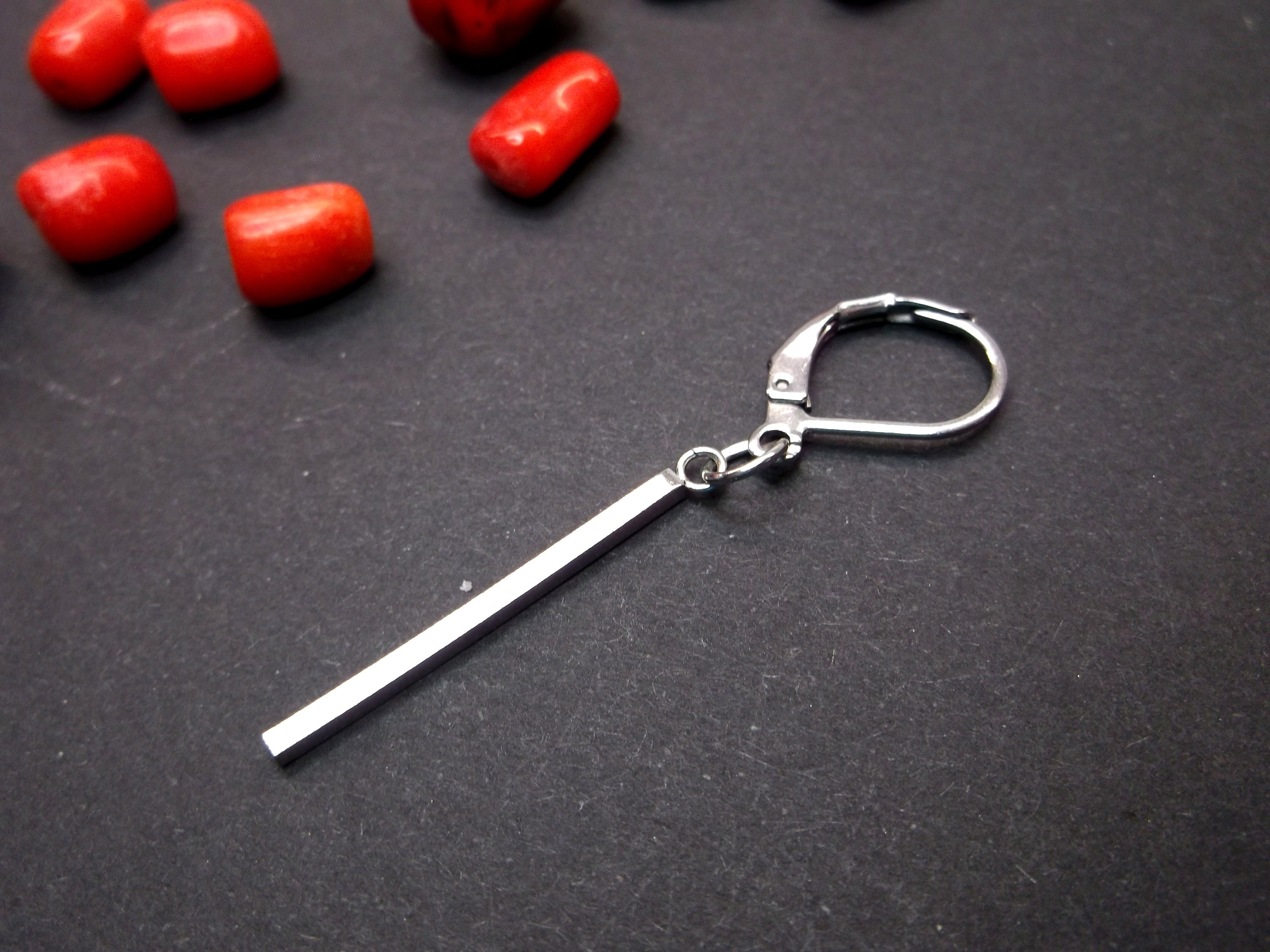 One Stick Dangle Stick Earring Male Stick Dangle Stick Long Etsy Sweden