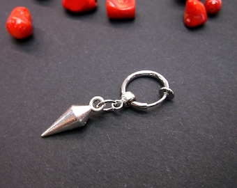 Orecchino a clip con cono in argento: pendente con punta in acciaio inossidabile
