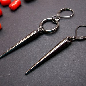 One gunmetal spike earring Spike dangle gunmetal acrylic spike Punk earring Gothic earring Long spike dangle short cone Goth cone dangle