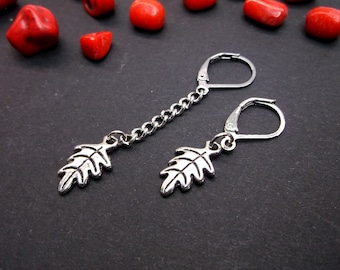Silver Leaf Dangle Earring: Goth Hippie Style