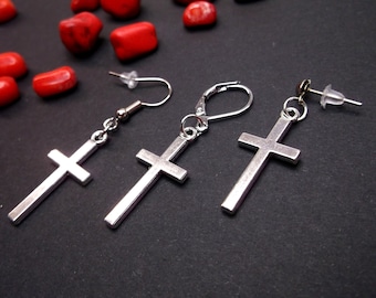 Orecchini A Croce Cuore In Argento Sterling 925 - Gioielli Religiosi Per Donna - Ipoallergenici, Con Panno E Scatola Regalo - 2