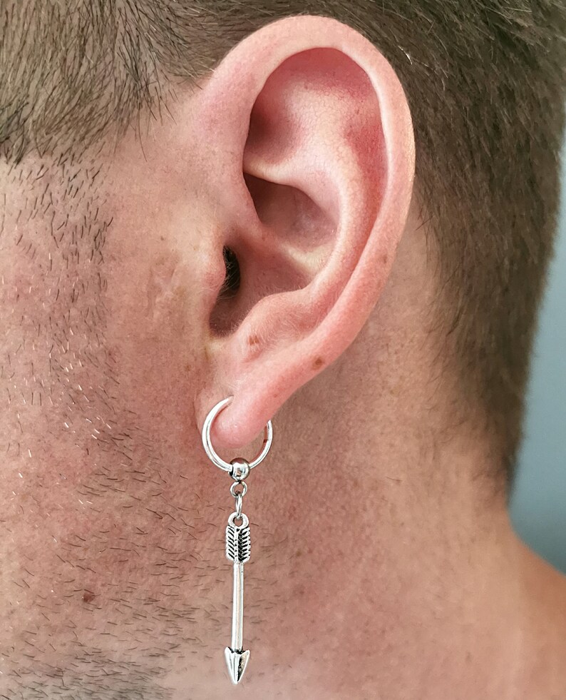 One Clipon Earring Arrow Head Earring Arrow Dangle One Men Etsy