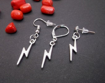 Silver Lightning Bolt Dangle Earring: David Bowie Accessory