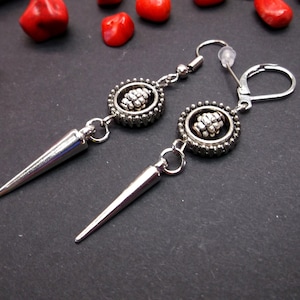 Eine Silber Spike Ohrring Spike baumeln Silber Acryl Spike Punk Ohrring Gothic Ohrring lange Spitze baumeln kurze Kegel Goth Kegel baumeln für ihn
