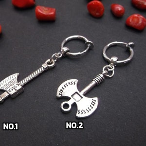 Silver Axe Clip On Earring: Lumberjack Dangle, No Pierced