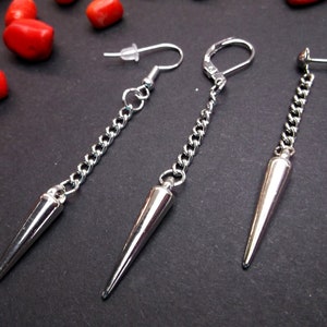 Ein silberner Spike Ohrring Spike baumeln Silber Acryl Spike Punk Ohrring Gothic Ohrring Lange Spike baumeln kurzer Kegel Goth Kegel baumeln für ihn