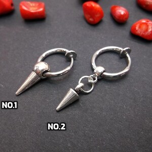 Clip-on silver spike,One spike clip on,acrylic spike, One punk earring, Gothic earring,short spike clip on, clip on cone, Goth cone clip on.