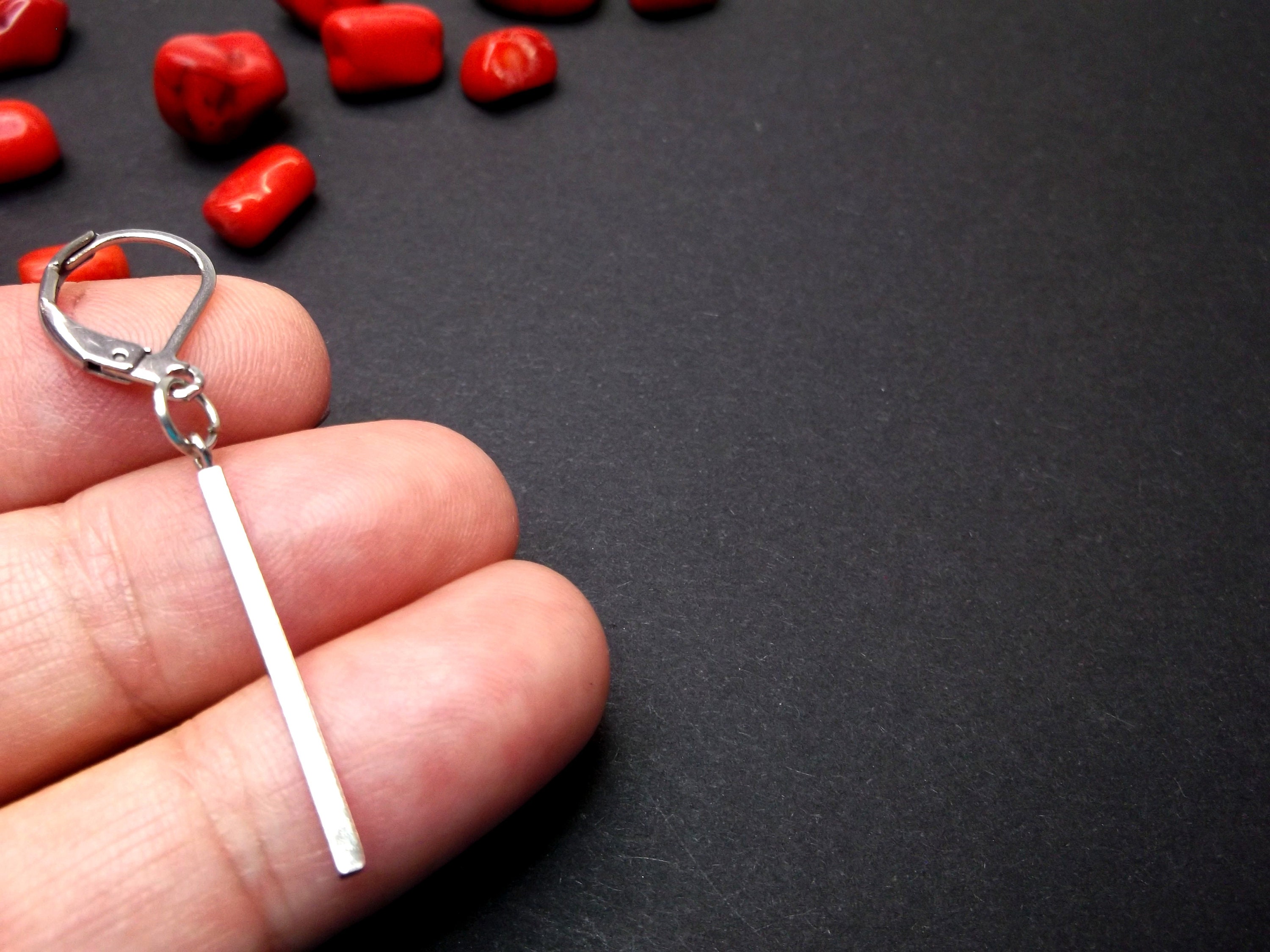 One Stick Dangle Stick Earring Male Stick Dangle Stick Long Etsy Sweden