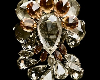 SCHREINER New York Metallic Rhinestone & Black Glass Vintage High