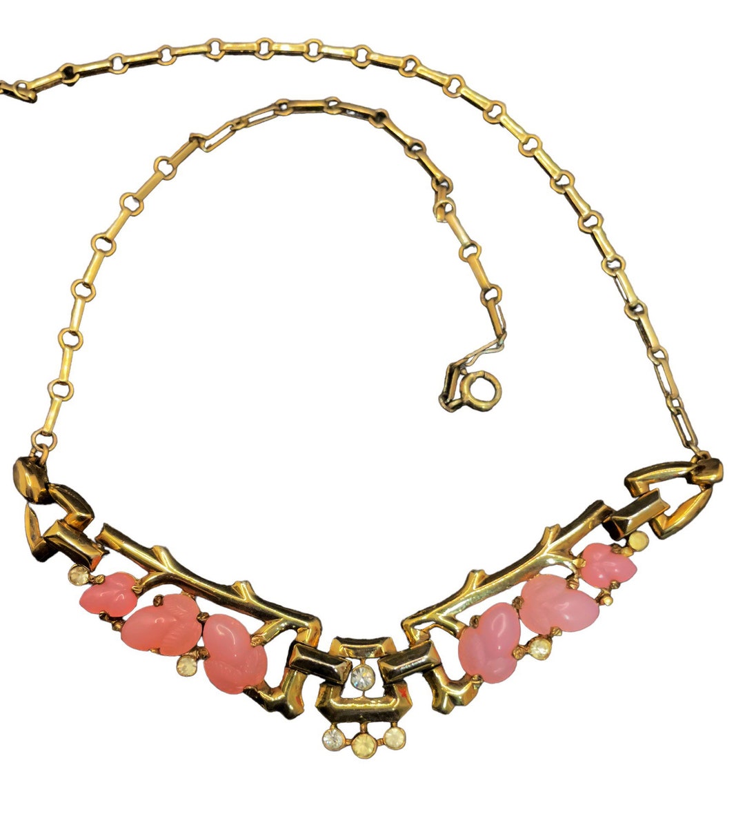 Rare Vintage Trifari Necklace Pink Glass Fruit Salad Necklace Etsy