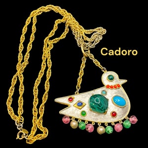 Rare Vintage Collectible Cadoro Jeweled Glass Bird