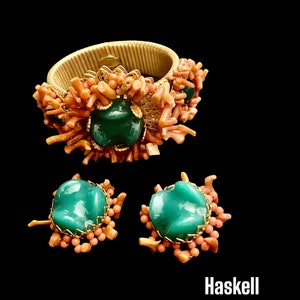 1940s Rare vintage Miriam Haskell Expandable Bracelet Cuff and Matched earrings