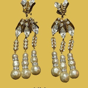 Amazing Rare Miriam Haskell Faux Pearl Earrings