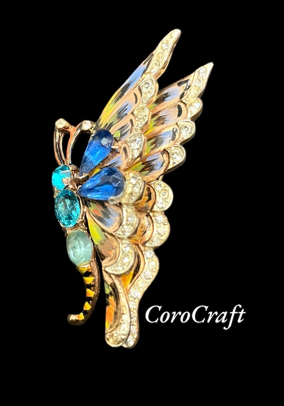 Rare Vintage Coro Craft Sterling Butterfly Pin Cli