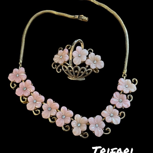 Vintage Trifari Alfred Philippe “forget me not “ Chocker Necklace and matching brooch