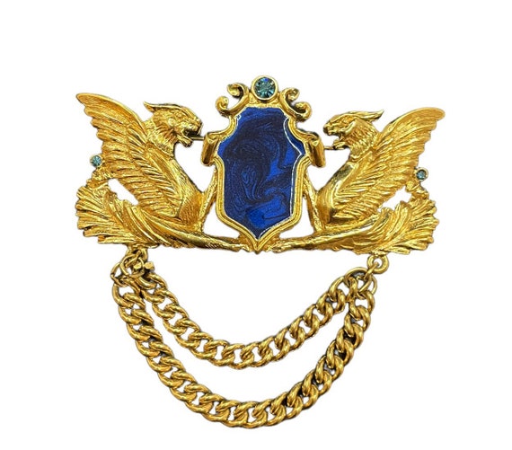 Vintage dragon brooch pin - Gem