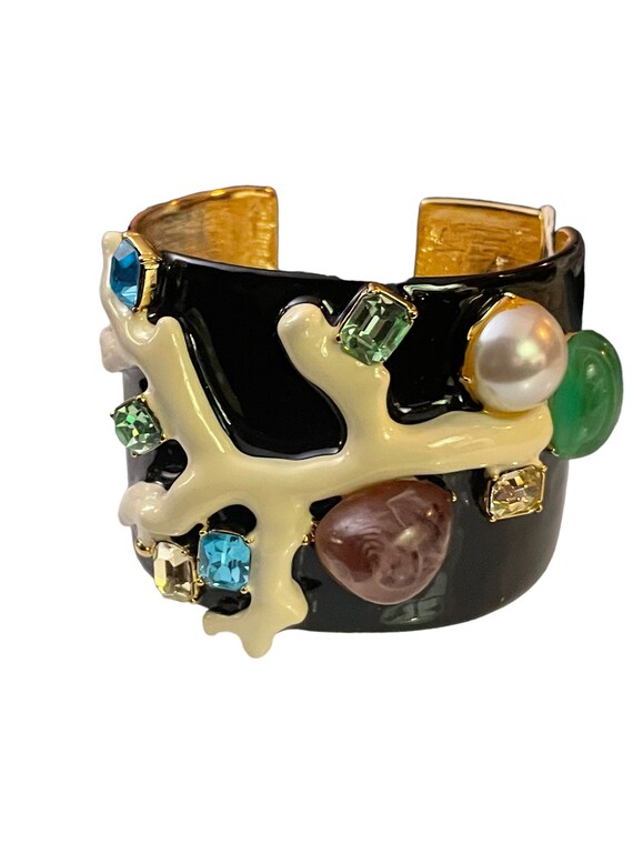 Kenneth Jay Lane KJL Black enamel jewels Cuff Brac