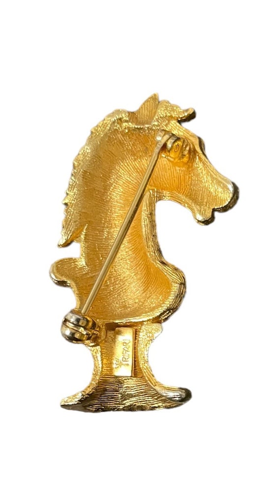 Vintage Crown Trifari Shoulder Brooch Pin Chess p… - image 3