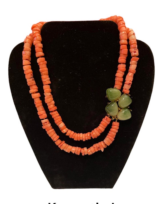 Kenneth Jay Lane Bamboo Coral Jade Necklace