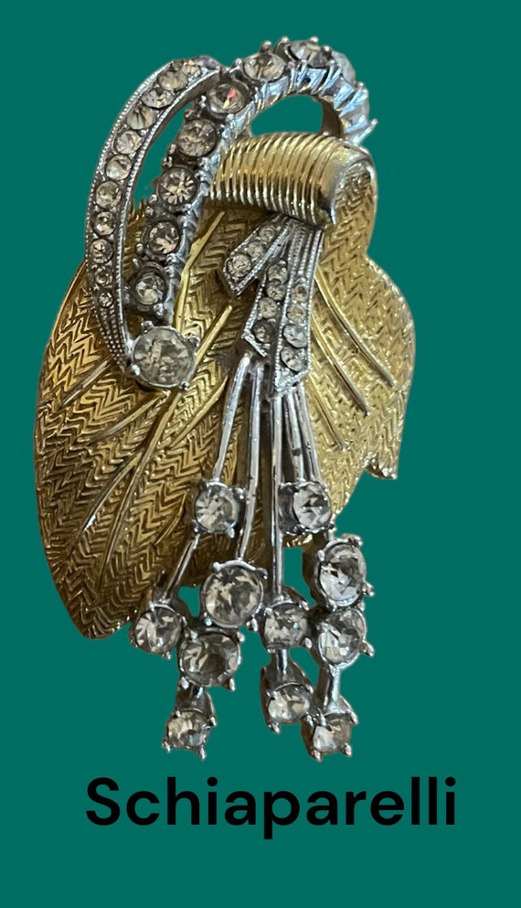 Vintage Elsa Schiaparelli Gilt Leaf Brooch Pin