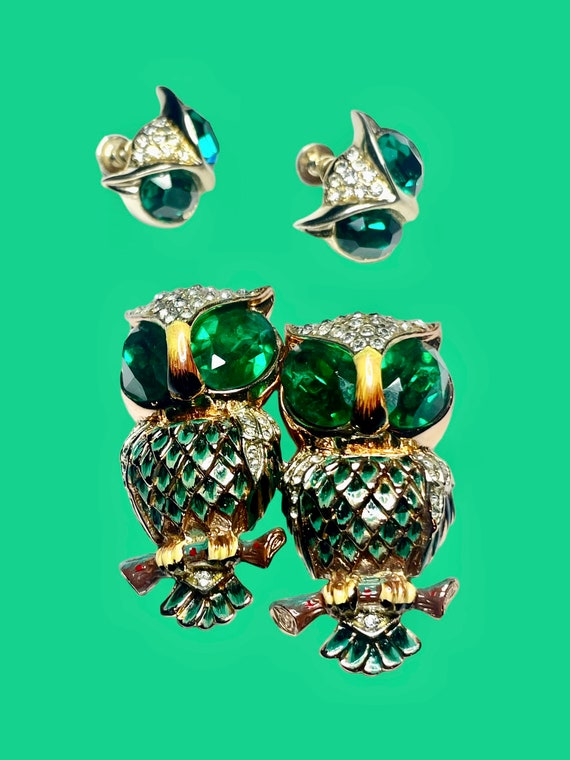 Vintage Sterling Coro Owl Duette Brooch