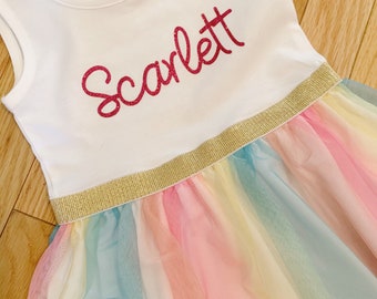 pastel rainbow baby dress