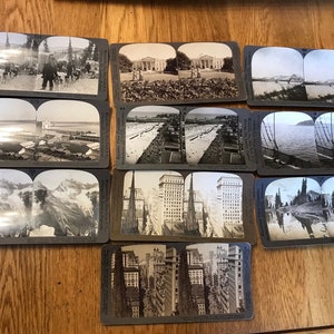 Set di 10 carte stereoscopiche antiche degli Stati Uniti d'America.