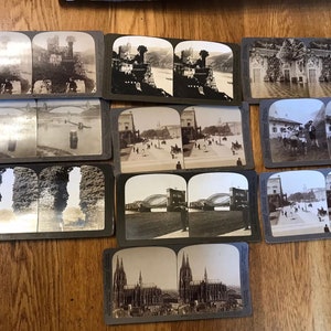 Set di 10 carte stereoscopiche antiche della Germania.