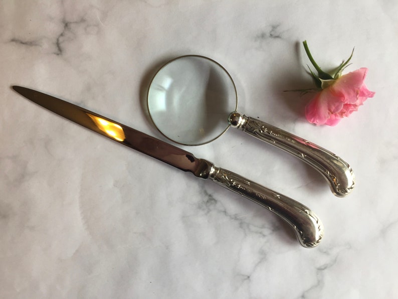 Antique sterling silver pistol grip and glass Directly Max 71% OFF managed store lette magnifying