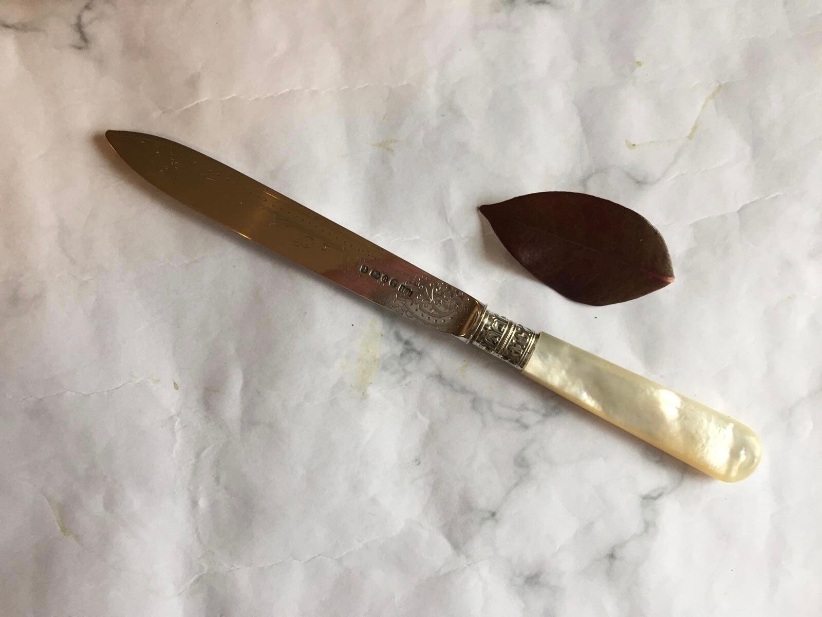 Antique Mother Of Pearl Letter Opener With Sterling Silver Etsy