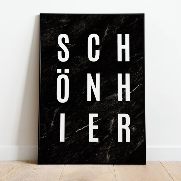 Schön Hier Poster in schwarz mit weißer Schrift und Muster