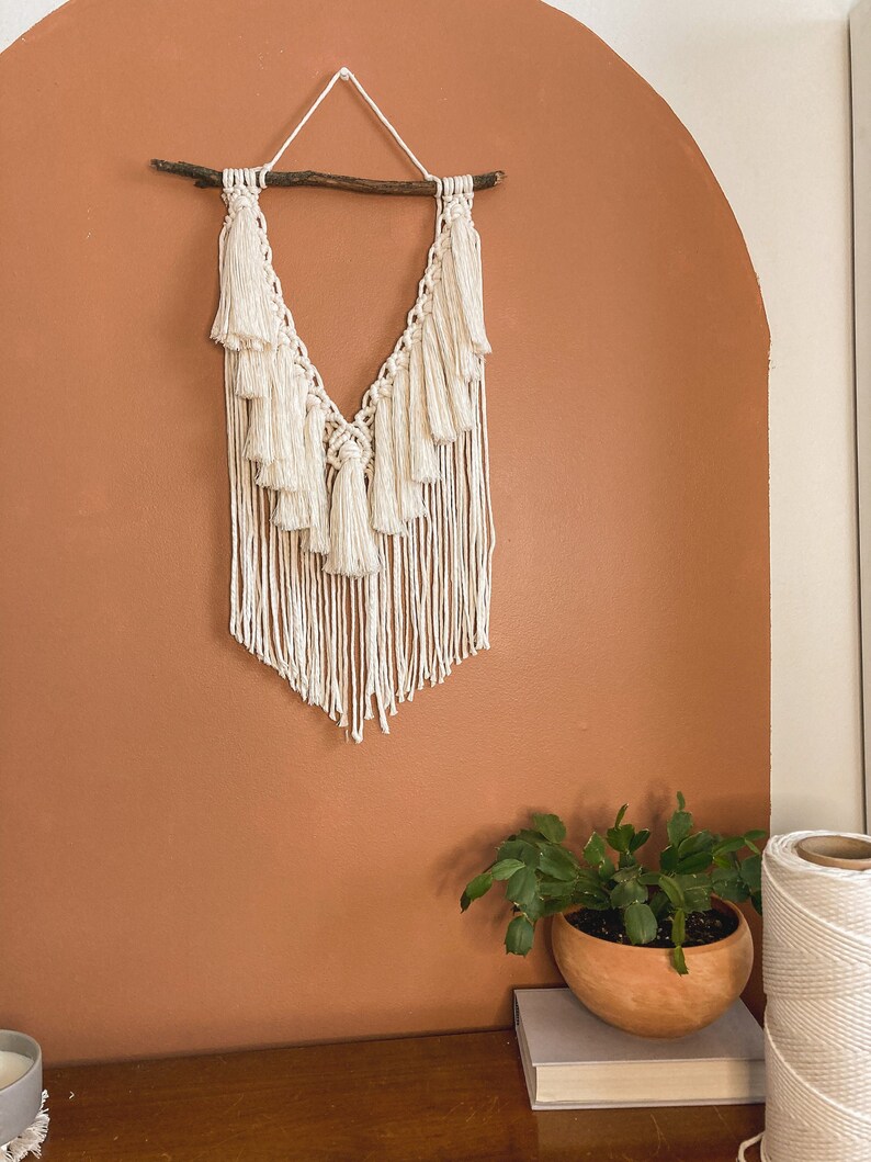 Macrame wall hanging with tassels