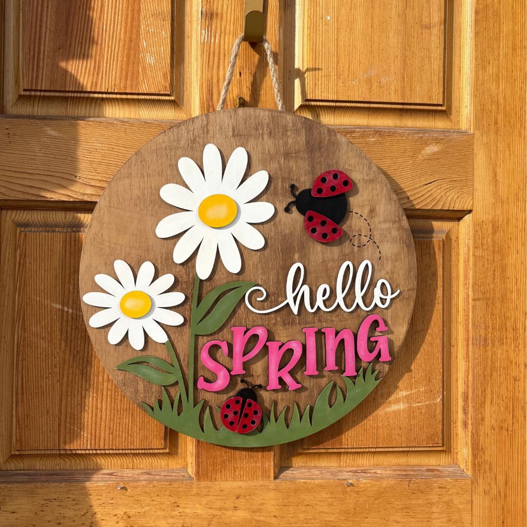 Spring Welcome Door Hanger Front Door Decor Porch Sign Spring Decor ...