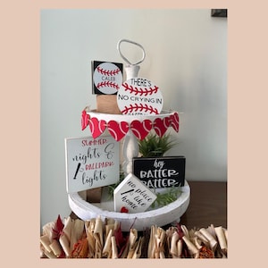 Baseball tiered tray decor Baseball tray set Baseball decor Baseball themed signs Sports tiered tray Baseball sign Summer tiered tray