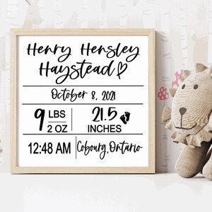 Custom Birth Statistics Wood Sign, Custom Nursery Sign, Baby Name Sign, Baby Shower Gift, Personalized Name Sign, Birth Stat Framed Sign