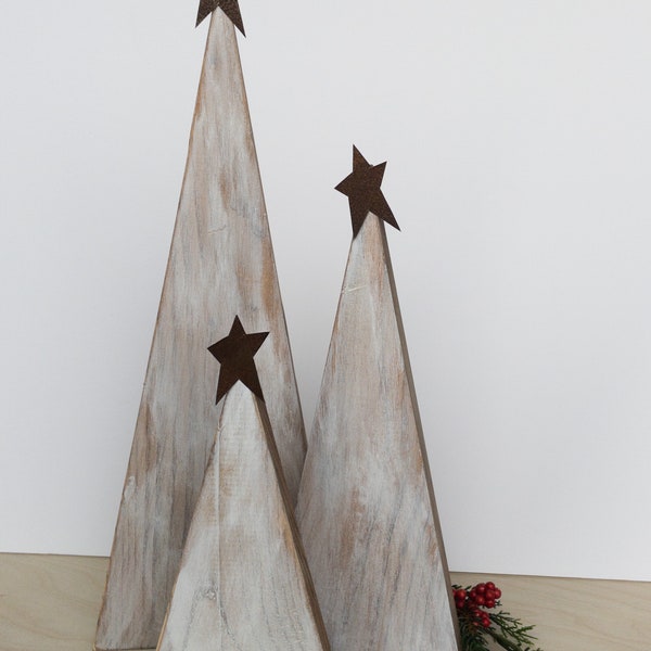 Wooden Christmas Tree Decor Set Rustic Primitive Christmas Trees Mantel Decor Farmhouse Style Table Centrpiece Sideboard Decoration