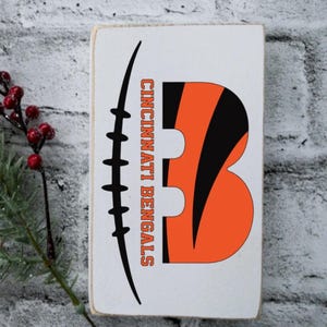 Football wall decor Cincinnati sign Bengal&#39;s football sign Man Cave Rustic football decor Gift for Him Custom football sign Sports themed